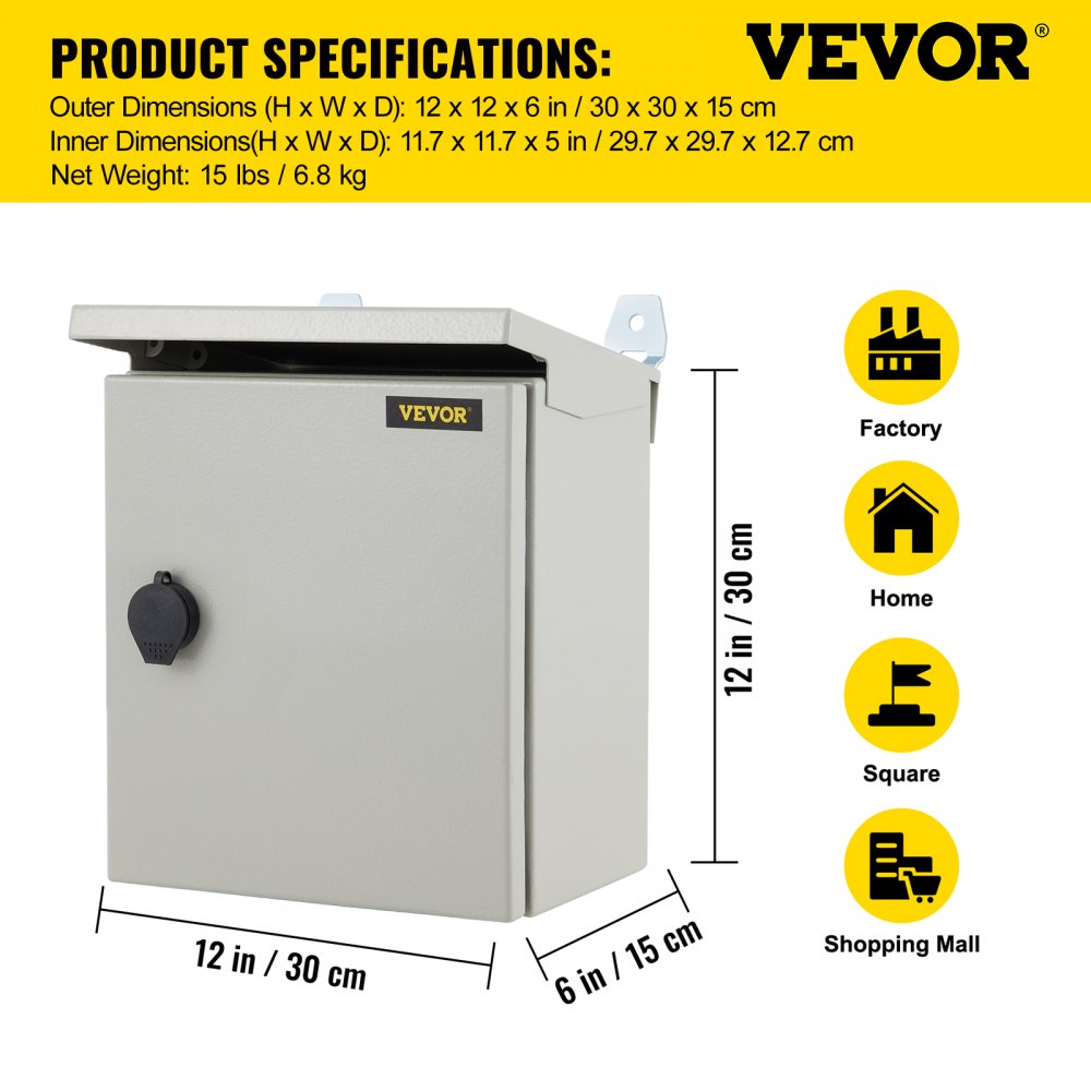 ST3315 - Durable 12x12 Carbon Steel Electrical Enclosure with Locking Mechanism
