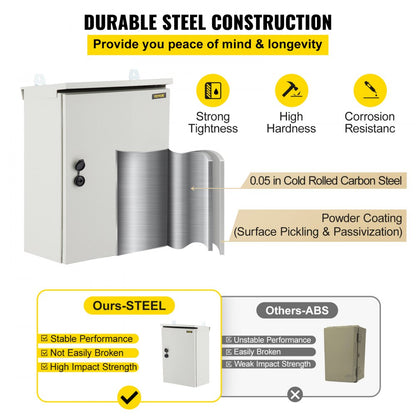 ST5325 - 20x12 Waterproof Steel Electrical Enclosure with Locking Mechanism