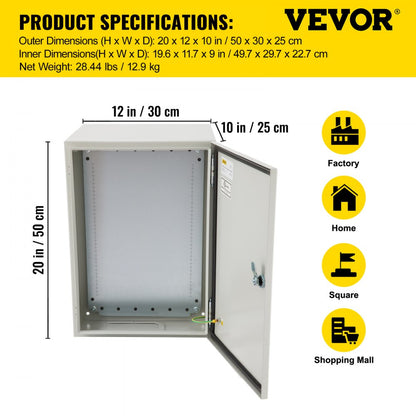 ST5325 - 20x12 Waterproof Steel Electrical Enclosure with Locking Mechanism