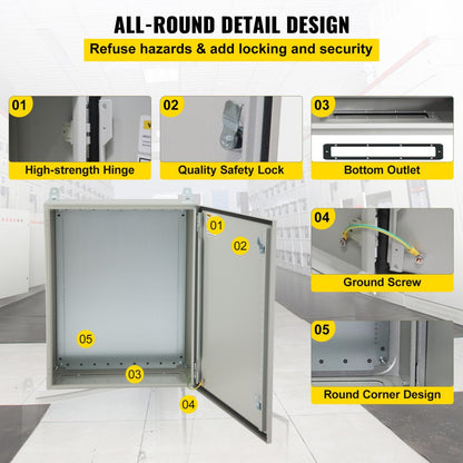 ST6425 - IP65 Outdoor Steel Electrical Enclosure Box, 24"x16"x10"