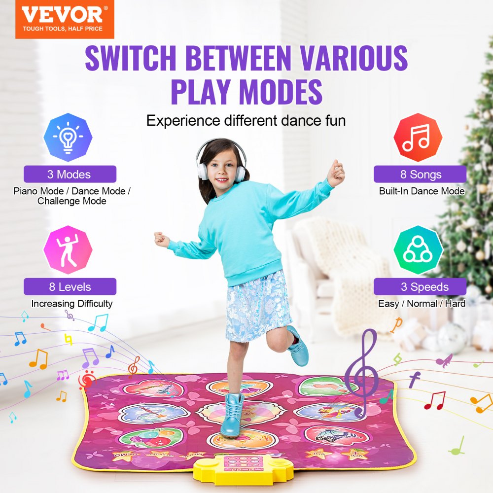 YQ3309 - Durable Dance Pad for Kids with 3 Modes & Non-Slip Surface