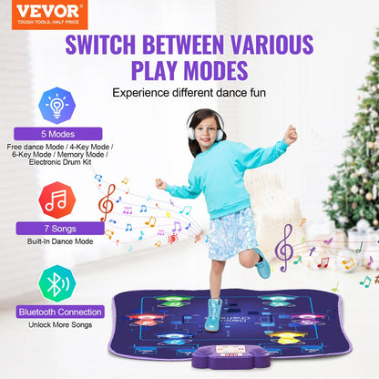 YQ3340 - Fun VEVOR Kids Dance Mat with 5 Modes and LED Arrows