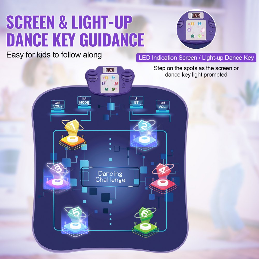 YQ3340 - Fun VEVOR Kids Dance Mat with 5 Modes and LED Arrows
