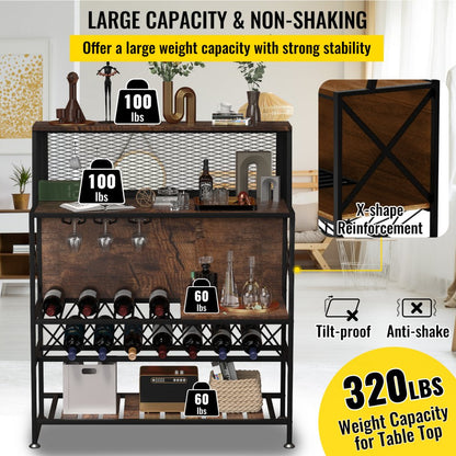 J-02B - Industrial 320lb Wine Bar Cabinet with Flexible Storage Options