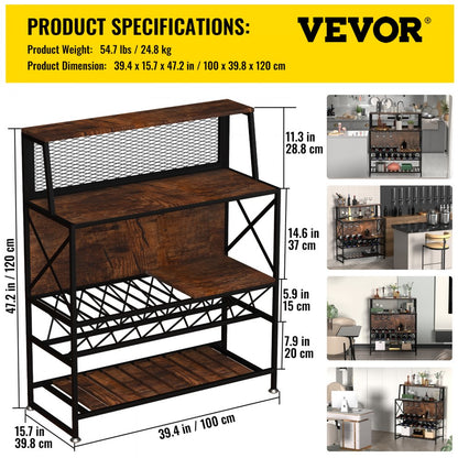 J-02B - Industrial 320lb Wine Bar Cabinet with Flexible Storage Options