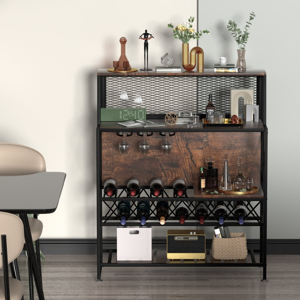 J-02B - Industrial 320lb Wine Bar Cabinet with Flexible Storage Options