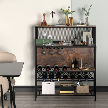 J-02B - Industrial 320lb Wine Bar Cabinet with Flexible Storage Options