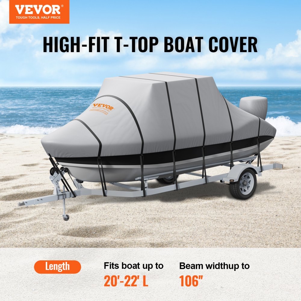 SXYFQCZ20-22 - Heavy-Duty Waterproof Boat Cover for 20'-22' Trailerable Boats