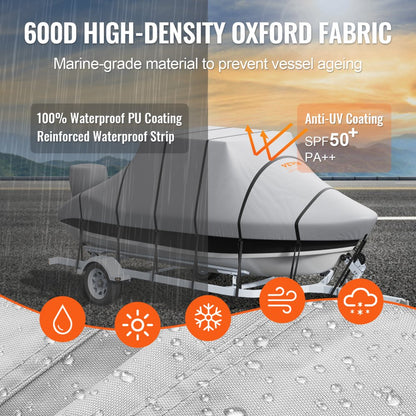 SXYT-TOPCZ24-26 - Durable 600D Waterproof T-Top Boat Cover for 24'-26' Boats
