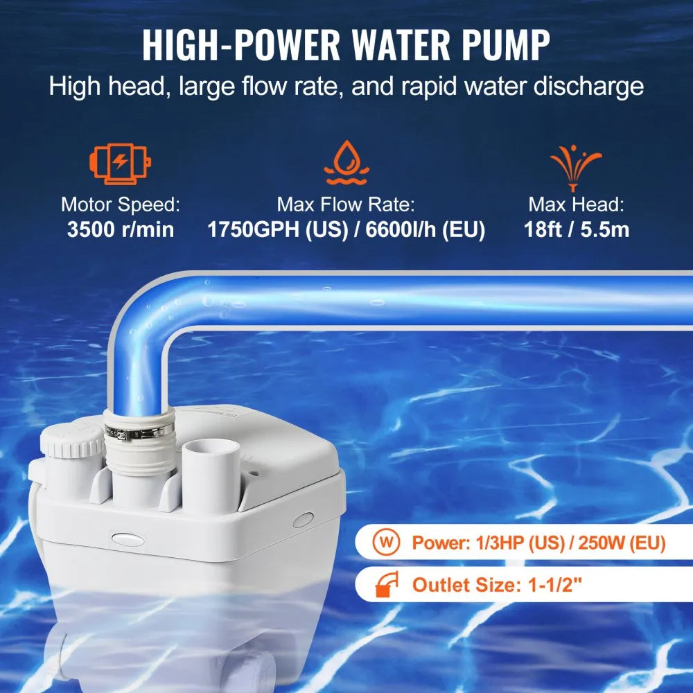 FLO500-RD - Automatic 1/3 HP Sink Pump with 18ft Head for Efficient Drainage
