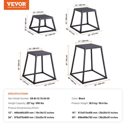 SS-B-12-18-24-30 - VEVOR Stable Plyometric Jump Box Set for Home Gym