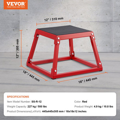 SS-R-12 - Durable 12" Plyometric Jump Box for Safe Training Sessions