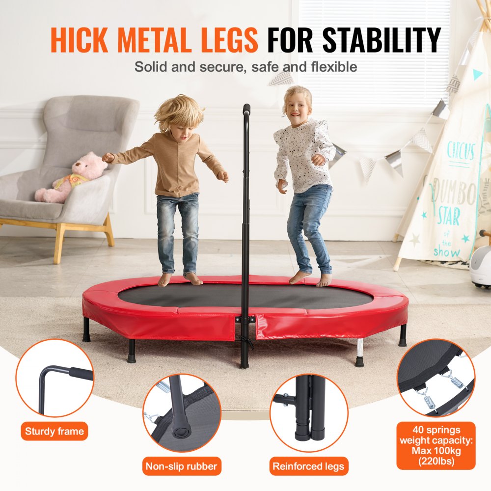 TX-B6399-36in - Adjustable Height Mini Trampoline for Kids 3-12 Years