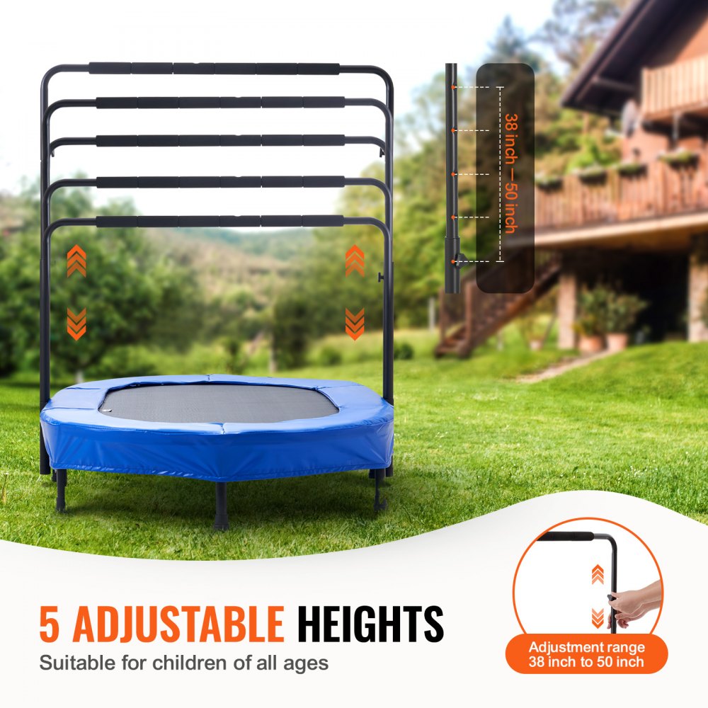 TX-B6399-36in - Foldable 56" Mini Trampoline for Kids with Adjustable Handle