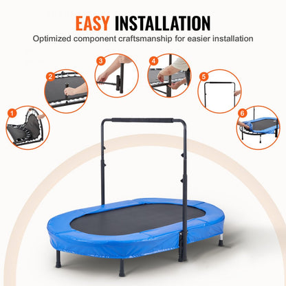 TX-B6399-36in - Foldable 56" Mini Trampoline for Kids with Adjustable Handle