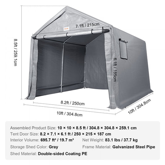 010779786360 - 10x10ft Durable Outdoor Storage Tent with Ventilation