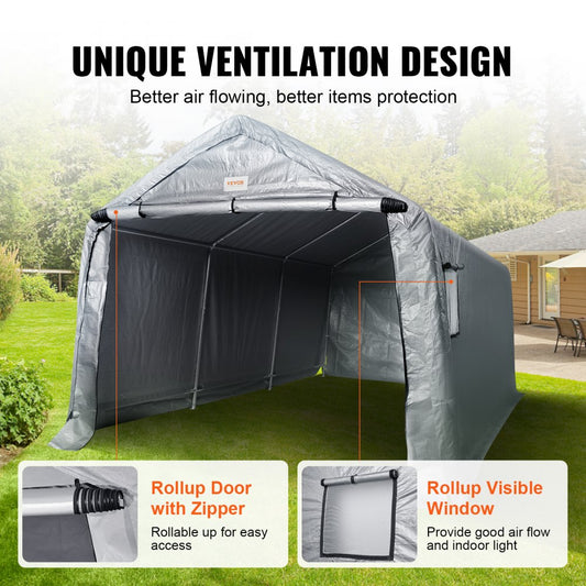 010185772515 - 10x15ft Weather-Resistant Portable Shelter for Vehicles & Tools