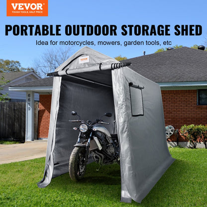 010926098140 - Versatile 6x8 ft Portable Shed for Motorcycles & Tools