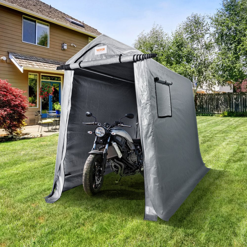 010926098140 - Versatile 6x8 ft Portable Shed for Motorcycles & Tools