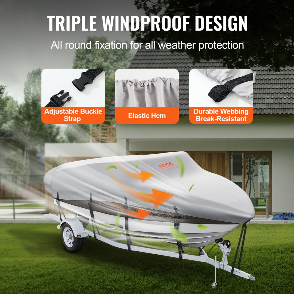 SXYTYCZ14-16 - 14'-16' Waterproof Boat Cover with Durable 600D Oxford Material