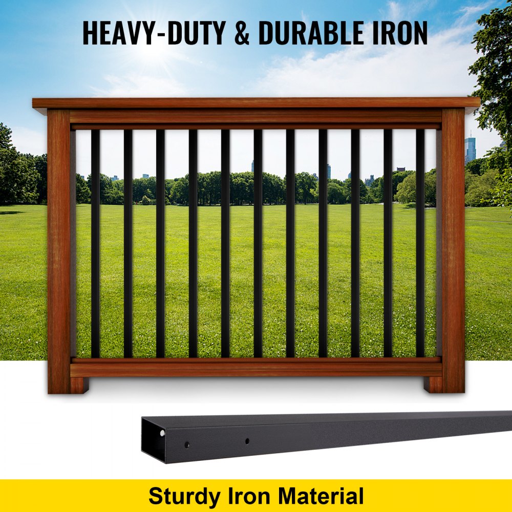 010732766033 - 16-Pack 44" Black Iron Balusters for Deck & Stair Railing