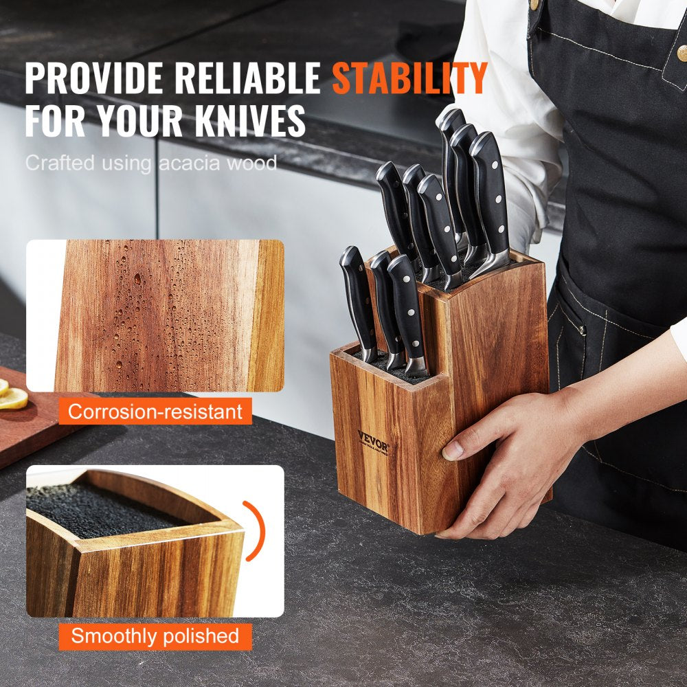 GM23020 - Acacia Wood Universal Knife Holder with Two-Tier Design