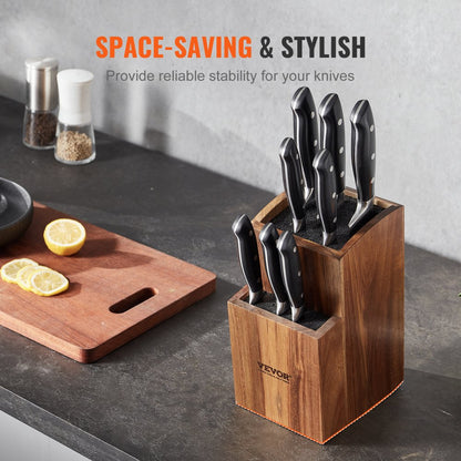 GM23020 - Acacia Wood Universal Knife Holder with Two-Tier Design