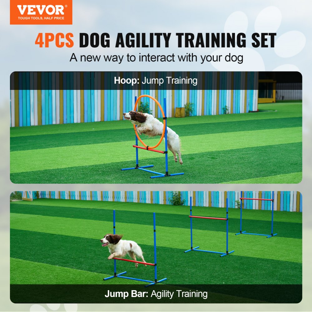 HC-ZAG02 - Stable Dog Agility Kit with Adjustable Hurdles and Jump Ring