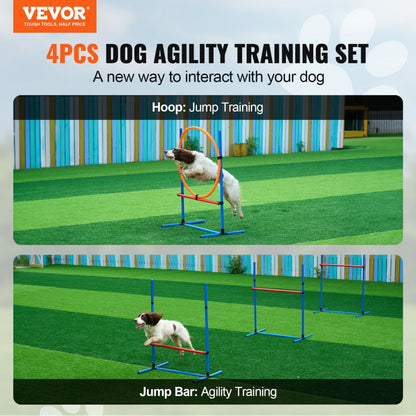 HC-ZAG02 - Stable Dog Agility Kit with Adjustable Hurdles and Jump Ring