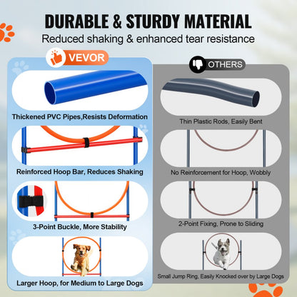 HC-ZAG02 - Stable Dog Agility Kit with Adjustable Hurdles and Jump Ring