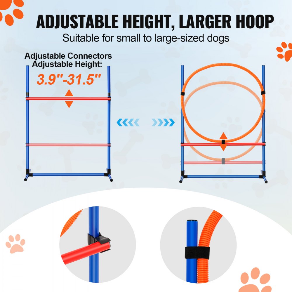 HC-ZAG02 - Stable Dog Agility Kit with Adjustable Hurdles and Jump Ring