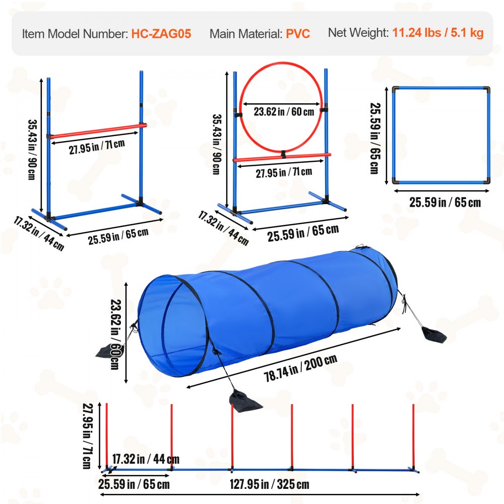 HC-ZAG08 - Upgraded Dog Agility Training Set for Hurdles and Jumps