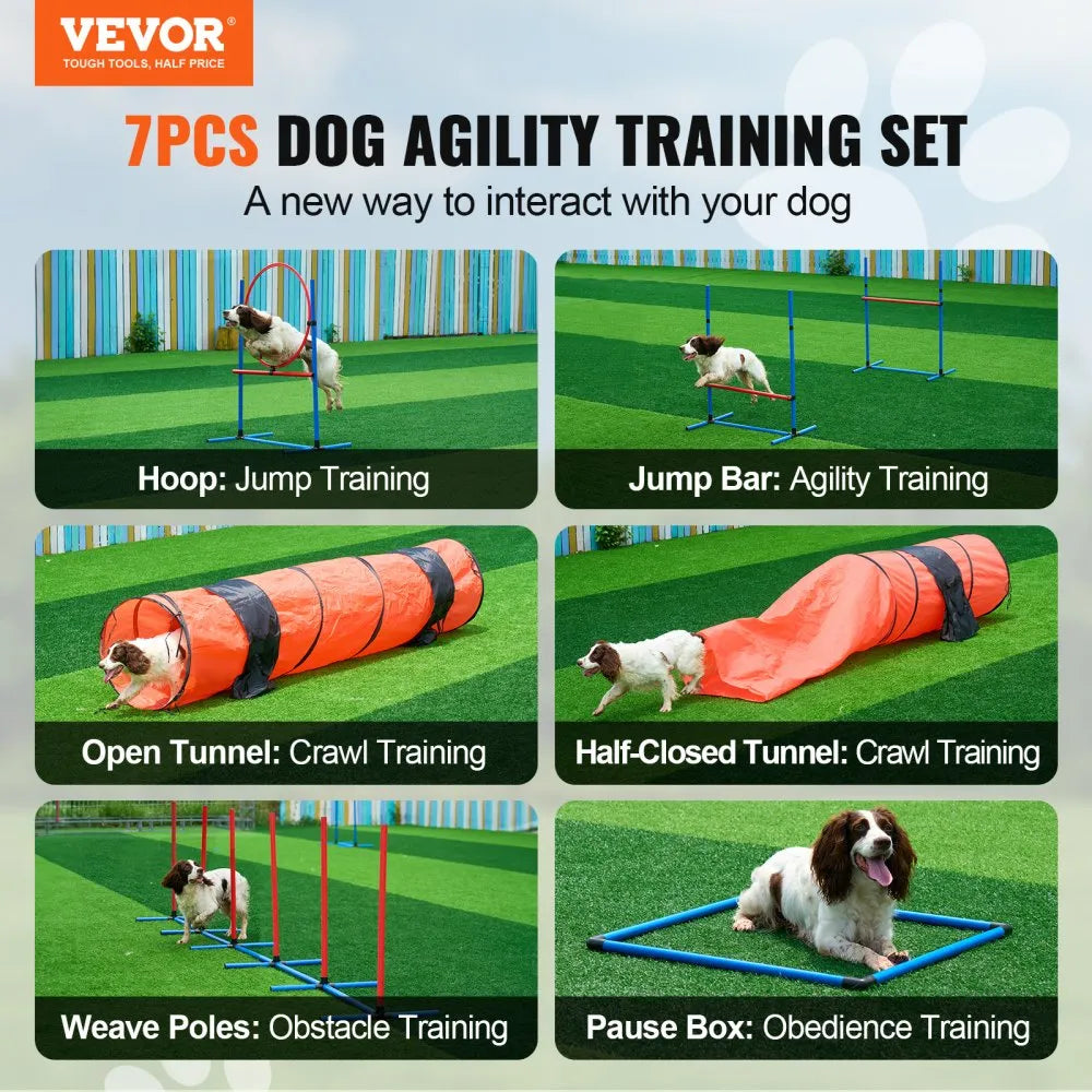 HC-ZAG07 - Upgraded Dog Agility Kit with Hurdles and Tunnels