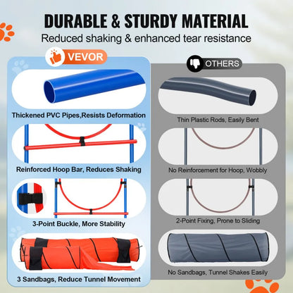 HC-ZAG07 - Upgraded Dog Agility Kit with Hurdles and Tunnels