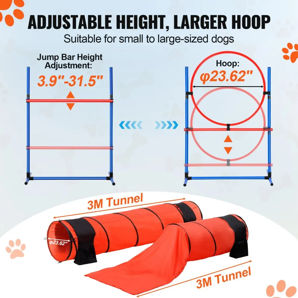 HC-ZAG07 - Upgraded Dog Agility Kit with Hurdles and Tunnels