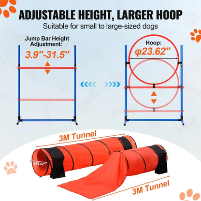 HC-ZAG07 - Upgraded Dog Agility Kit with Hurdles and Tunnels