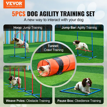 HC-ZAG08 - Upgraded Dog Agility Training Set with Tunnel & Hurdles