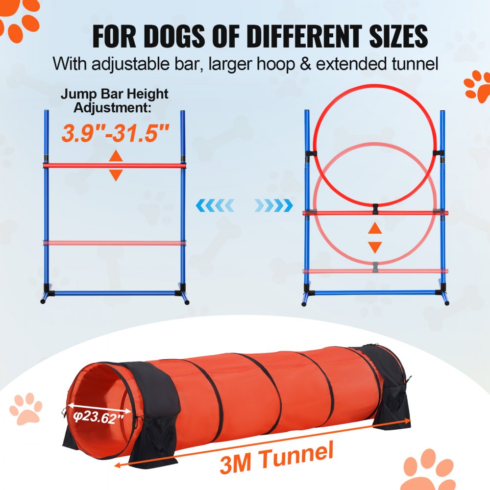 HC-ZAG08 - Upgraded Dog Agility Training Set with Tunnel & Hurdles