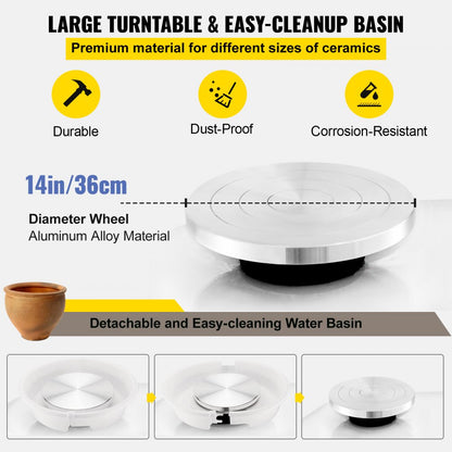 010239740649 - 36cm VEVOR Pottery Wheel with Foot Pedal & Low Noise