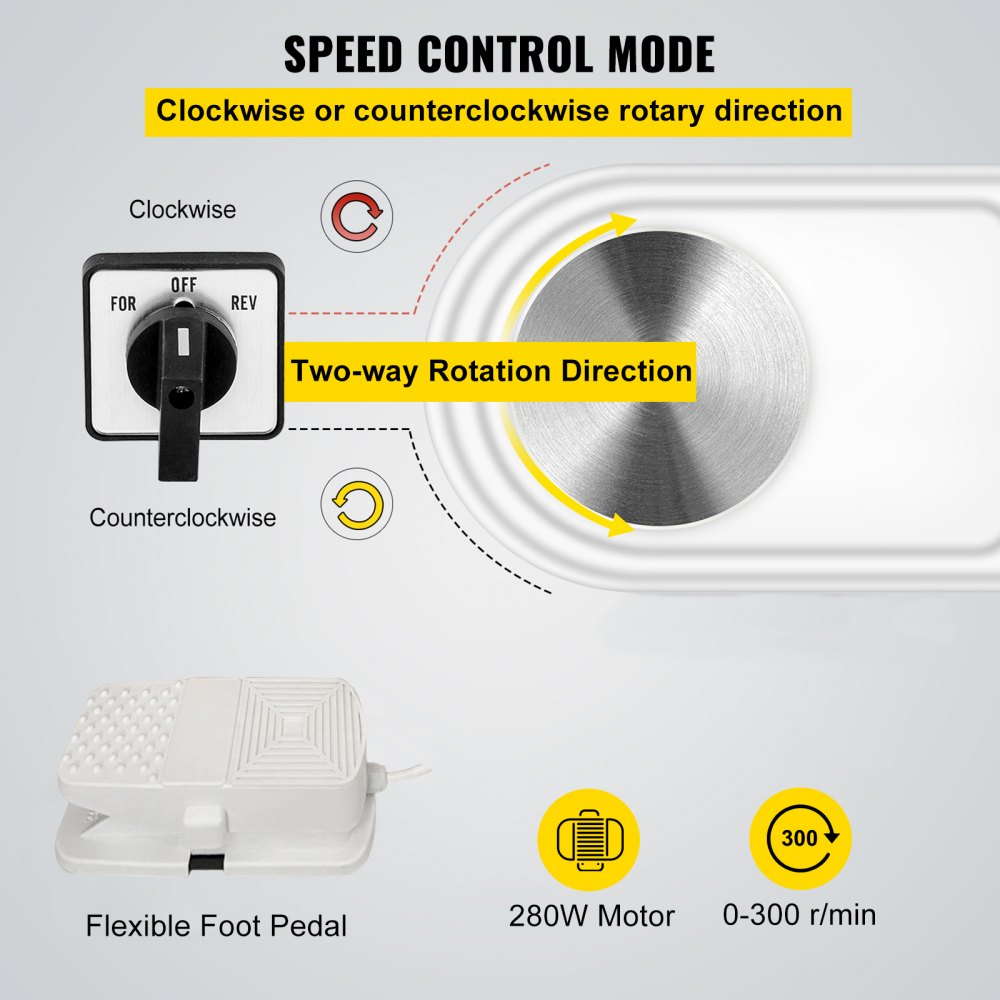 010472796874 - 9.8-inch VEVOR Pottery Wheel with Dual-Direction Rotation