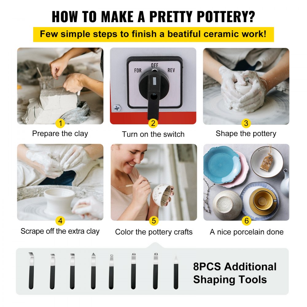 010472796874 - 9.8-inch VEVOR Pottery Wheel with Dual-Direction Rotation