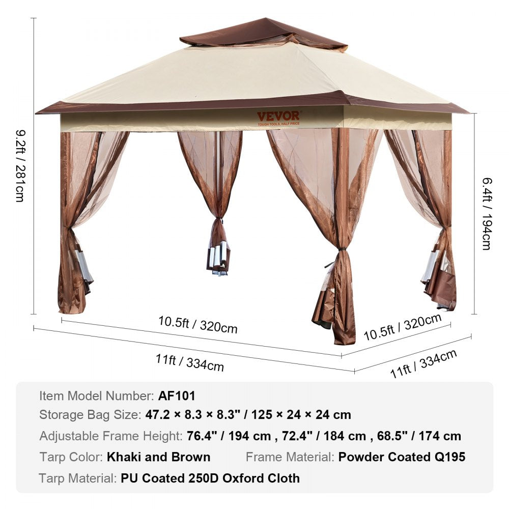 AF101 - 11x11 ft VEVOR Patio Gazebo with Mosquito Netting
