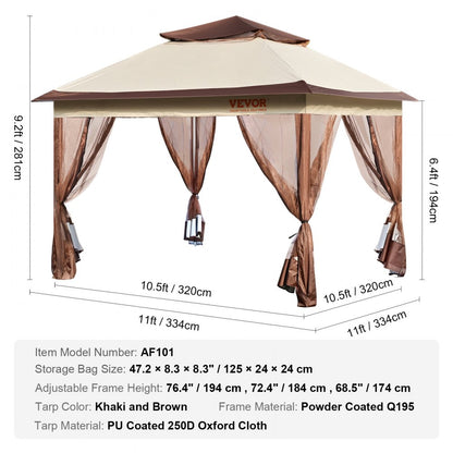AF101 - 11x11 ft VEVOR Patio Gazebo with Mosquito Netting