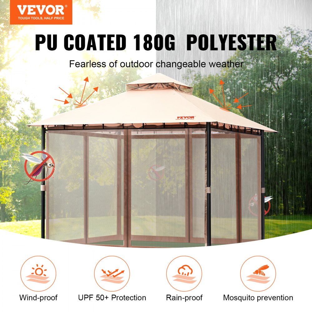 KD-TY013 - 10x10 FT Durable VEVOR Patio Gazebo with Mosquito Netting