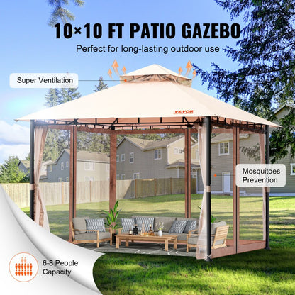 KD-TY013 - 10x10 FT Durable VEVOR Patio Gazebo with Mosquito Netting