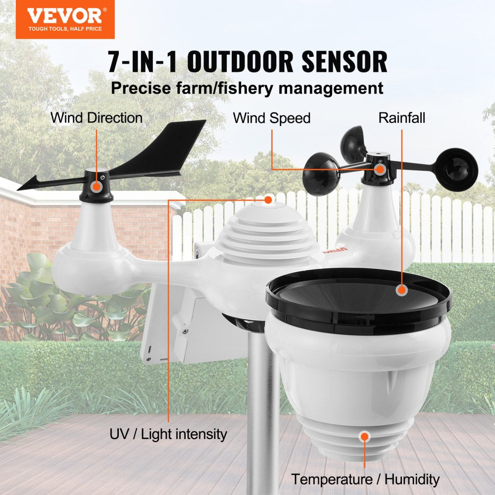 YT60233 - 7-Inch Wi-Fi Weather Station with Solar Power & Sensors