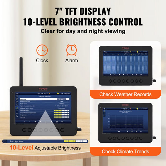 YT60233 - 7-Inch Wi-Fi Weather Station with Solar Power & Sensors
