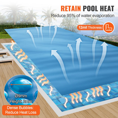 300-24*12 - Durable 12 Mil Solar Pool Cover, 24 x 12 ft Heat Retention