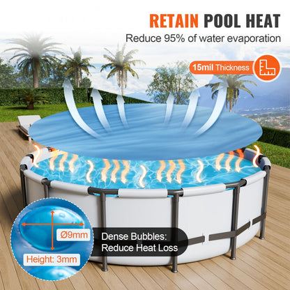 280-10 - 10 ft Round Durable Solar Pool Cover for Year-Round Warmth