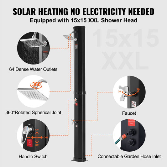 LY35L08 - 9.2-Gallon Solar Heated Outdoor Shower for Easy Installation